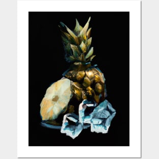 Pineapple and ice cubes Posters and Art